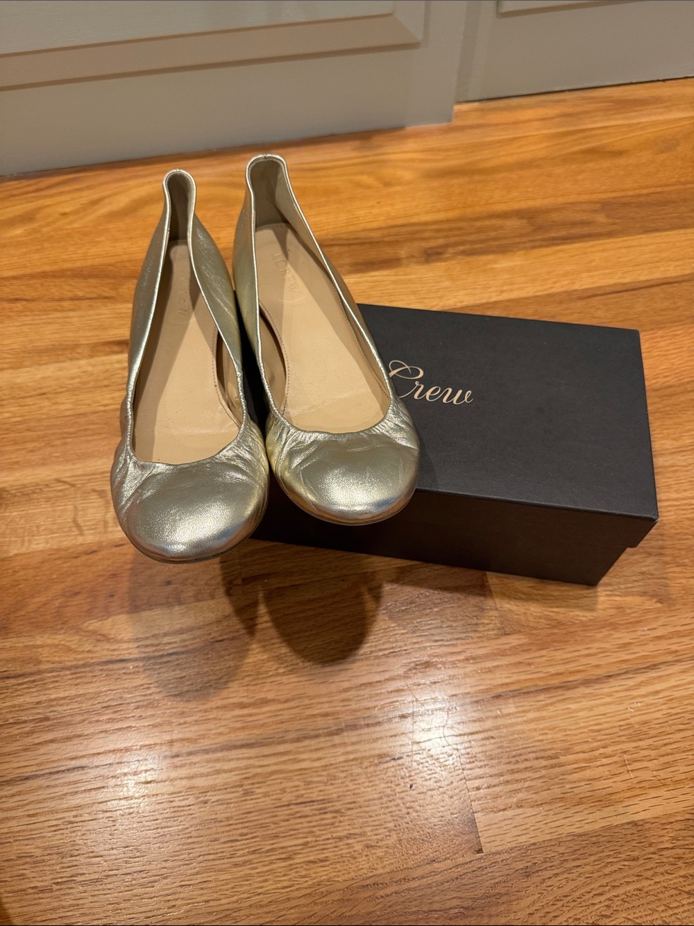 J. Crew Metallic Gold Leather Ballet Flats